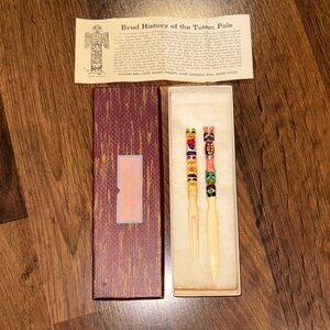 Colorful Carved Totem Pole Set
